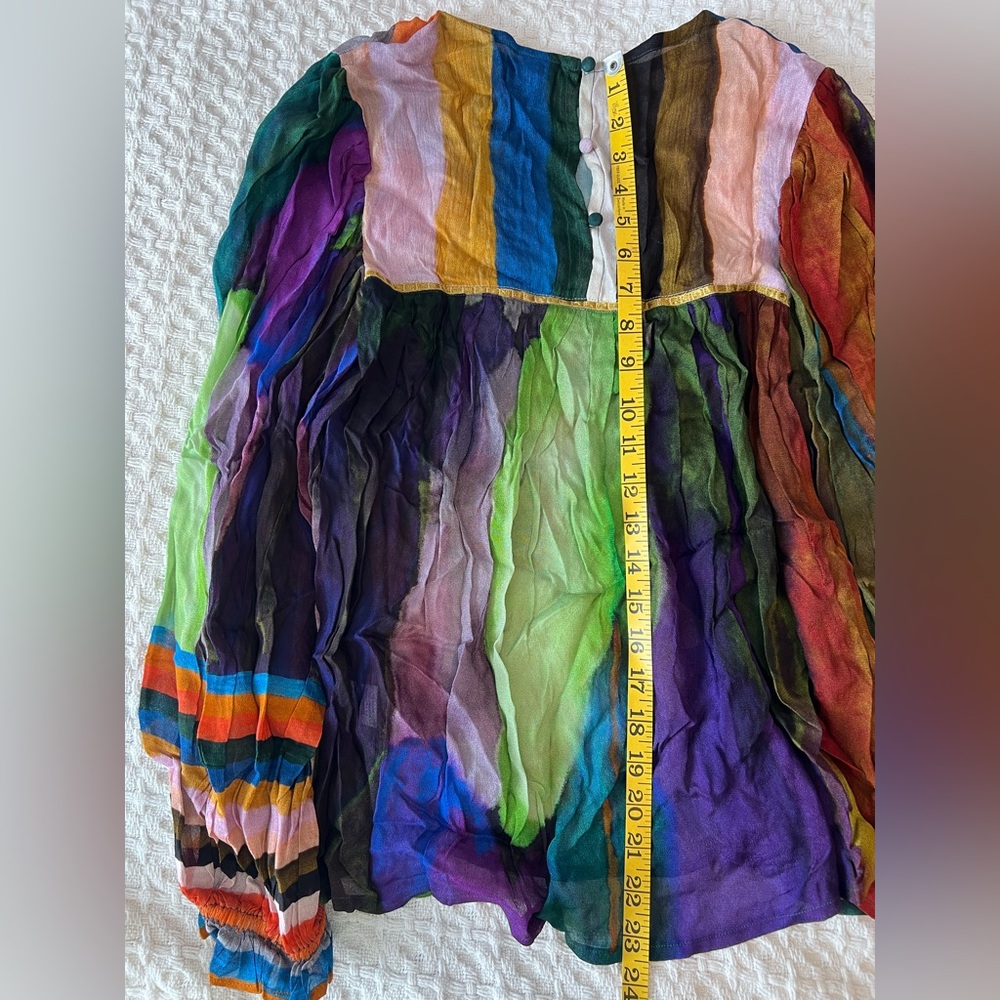 Blank London Anthropologie Miranda Peasant Blouse Striped Artsy Floral Boho XS - Picture 12 of 13